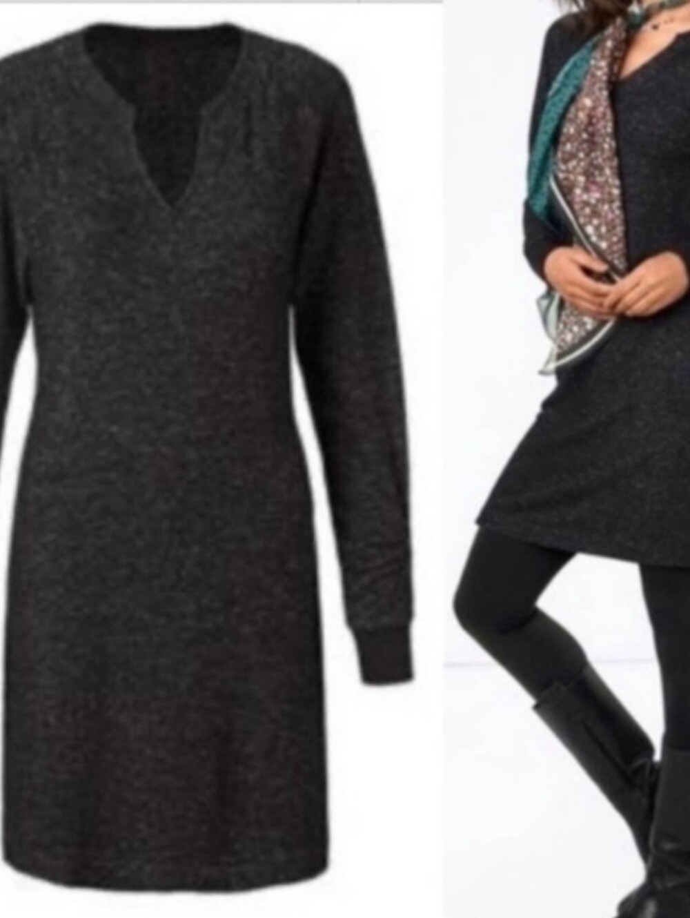 CAbi Heathered Black "PJ" Dress